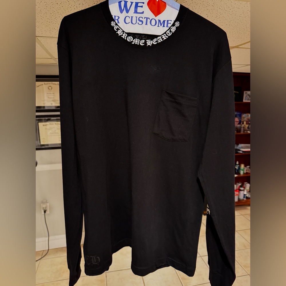 Chrome Hearts Neck Logo Long Sleeve Tee Shirt Black